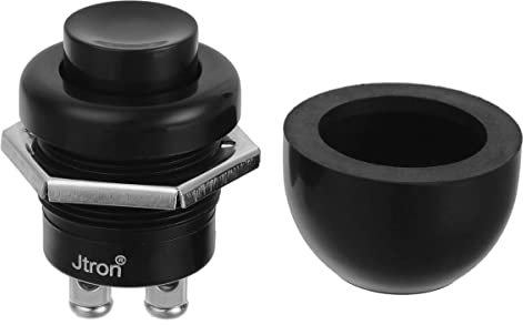 Jtron Momentary Push Button Switches OFF-(ON) Wasserdichte Taster Reset Gummigehäuse Druckschalter Schwarz für Auto Boot (12~24V/10A)