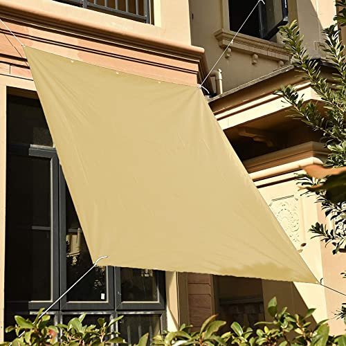 Toldo Parasol Lona Protector Solar 1.2x3M Resistente a Desgarro Impermeable Lona para Toldo Lona con Cuerda Libre para Jardín Terraza Y Balcón Exteriores, Beige, 22051