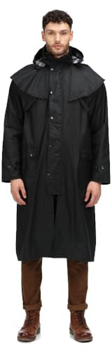 Regatta Professional Herren Mens Cranbrook Longline Lightweight Wax Jacket Wachsjacke, Schwarz, L