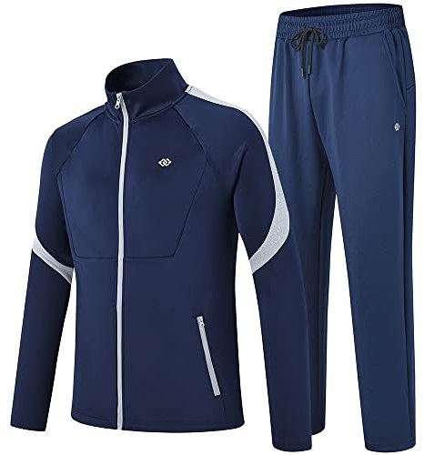 MoFiz Tuta Completo Sportivo Uomo Tennis Abbigliamento Palestra con Cerniera per Attività all'aperto Blu 3XL