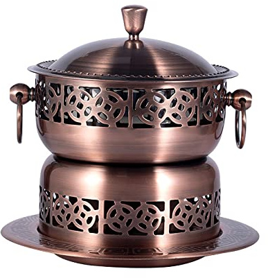 Shabu-Shabu Chinese Hot Pot - Chafing Dish Buffet Stainless Steel Food Warmer - Soup Pot Cookware with Alcohol Lamp - Great for Entertaining Restaurant/Copper