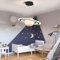 Bellastein Kinderzimmer Hängelampe Modern LED Dimmbar Rund Design Hängeleuchte Mädchen Jungen Schlafzimmer Dekorative Lampe Kinder Pendellampe Höhenverstellbar Schlafzimmerlampe (orange)
