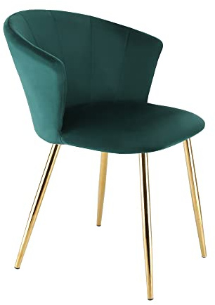 RayGar Dunel Accent Dining Chair with Petal Back Armchair With Golden Chrome Finish Metal Tube Legs (Green)
