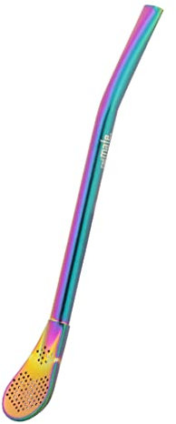 CaáMate Bombilla ● Cannuccia per tè a forma di cucchiaio ● Acciaio inossidabile 16 cm lavabile in lavastoviglie ● L'originale (Rainbow)