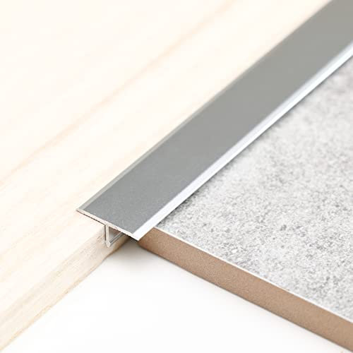 Trimold 3Pcs Profilo T in Alluminio, Striscia di Transizione per Pavimento, Soglia Porta e Riempimento Fessure Parquet e Piastrelle (0,9 m x 2 cm, Argento)