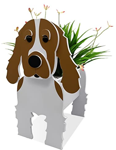 TTiiLoe Cute Dog Planter, Cocker Spaniel Pflanzgefäße, PVC Kräutergarten Blumentöpfe, Hund Cartoon geformt Pflanzgefäß Halter, Geschenke für Tierliebhaber, 43x25cm/16.92x9.84in
