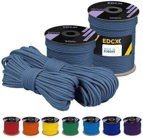 EdcX 4 mm Polyester Paracord 550 (15, 30 and 50 m) – 4 mm Type III, Tear-Resistant Parachute Cord for Survival Made of 100% Polyester with 7 Wires | Solid Colours (Tin, 30 m)