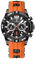 FORSINING Herren-Armbanduhr, sportlich, Chronograph, Silikonband, Militär, Quarz, wasserdicht, Datumsanzeige, Analog-Anzeige, Orange, Gurt