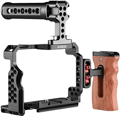 Andoer Kit de jaula de cámara de aleación de aluminio con mango superior de aparejo de video de repuesto para Sony A7R III/ A7 II/ A7III