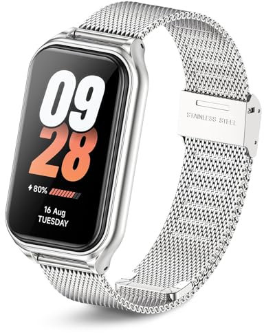 MIJOBS Bracelet en Métal pour Xiaomi Smart Band 8 Active, Bracelet Exquis Compatible avec Xiaomi Smart Band 8 Active Bracelet de Remplacement