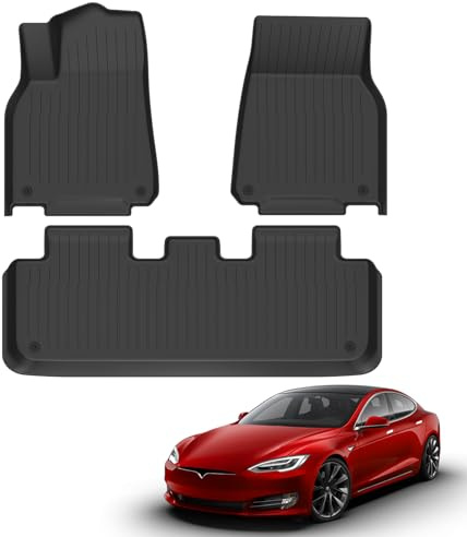 PSLER Fußmatten für Tesla Model Y 2021-2023 Custom Fit Fußmatten für Tesla Model Y Zubehör All Weather Front Rear Row Full Set Fußmatten