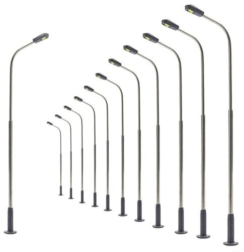 PETSTIBLE 12PCS Modell Eisenbahn Zug Lampe Post LED Straßenlaterne Metall Einzelkopf Beleuchtung Straßenlaterne HO
