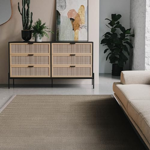 Interiyou Sisal Teppich Siena - 200x300 cm Grau - rutschfeste Unterseite mit Bordüre - perfekt für Wohnzimmer, Schlafzimmer, Kinderzimmer, Esszimmer, Küche, Flur