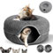 KunpengZen Katzentunnel, Filz Donut Rascheltunnel für Katzen, Katzen Höhle Endlosen Spaß Katzenkorb Katzenkissen 50cm für bis 4kg Kleine Haustiere Kaninchen Kätzchen Welpen-Dunkelgrau