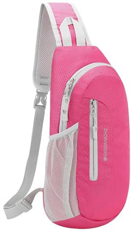 PivotWing Brusttasche Herren Damen, Sling Bag Schultertasche Damen Herren Leicht Wasserdicht Umhängetasche Reisen Gehen Outdoor Crossbody Bag Shoulder Chest Bags Day Packs Rese Rot