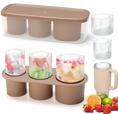Bandeja de cubitos de hielo para taza Stanley, máquina de cubitos de hielo de silicona con tapa para vaso de 20 a 40 onzas, para enfriar whisky, cócteles, bebidas, café, máquina de hielo fácil de