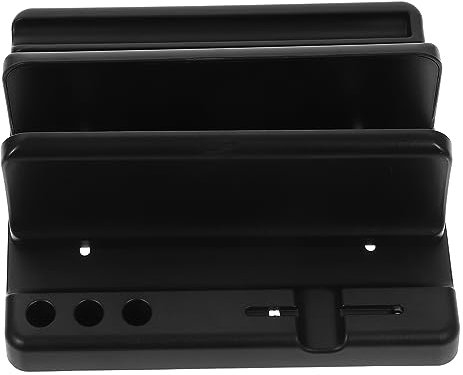 jojofuny 1pc Vertical Type Laptop Stand Sturdy Computer Bracket Three Slot Storage Stylish Ergonomic Design for Home Office and Study Room Use Black