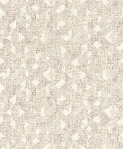 Rasch Tapete 654226 - Helle Vliestapete mit geometrischem Muster in Beige - 3D Grafisch - Kollektion Welcome Home
