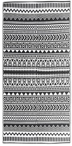 vidaXL Outdoor Teppich Doppellagiges Jacquard-Muster Balkon Terrasse Garten Außenteppich Balkonteppich Gartenteppich Terrassenteppich Schwarz 80x150cm PP