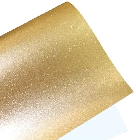 Syntego 10 Sheets Gold Self Adhesive Glitter Vinyl Permanent Overlay Sheets 12 x 12 Laminate Stickers