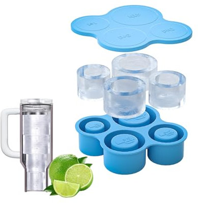 Stampo per cubetti di ghiaccio in silicone con coperchio per Stanley Cup da 567-1,134 g, 4 stampi per cubetti di ghiaccio a cilindro cavo, per congelare cocktail, whisky, bevande, caffè, facile da