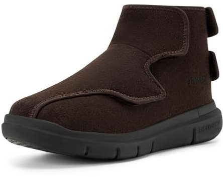 FitVille Breit Hausschuhe Herren Warm Gefüttert Winterstiefel Lammfell Braun 44 EU Weit