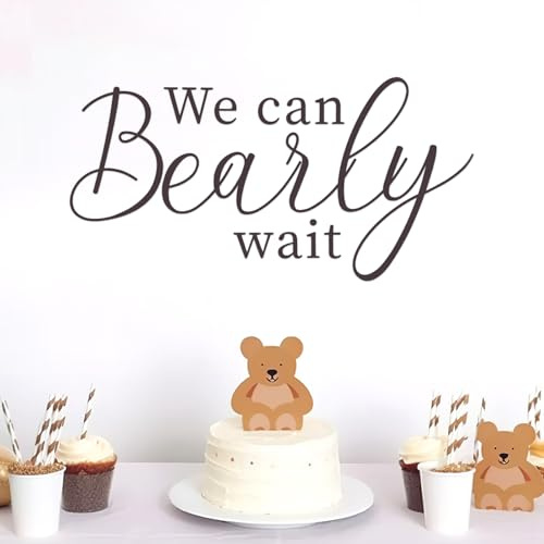We Can Bearly Wait Aufkleber, We Can Bearly Wait Schild Babyparty Hintergrund Wandaufkleber mit Bärenmotiv für Babyparty Dekorationen Foto Requisiten Gender Reveal Party