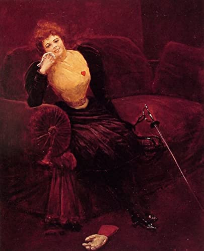 PTLYE Berühmt Painting Leinwandbild Wandbild Kunstdruck Ein fechter Eine Schwertfrau von jean beraud Bild Druck Auf Leinwand für Flurdekoration 60x90cm