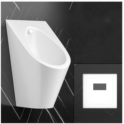 MIDUOLAI Urinal Aus Edelstahl 304, An Der Wand Montiertes Urinal FüR Herrenbadezimmer, Intelligentes Induktionsdesign, Urinale FüR Bars, Urinale FüR Herrenbadezimmer,Weiß,with Sensor