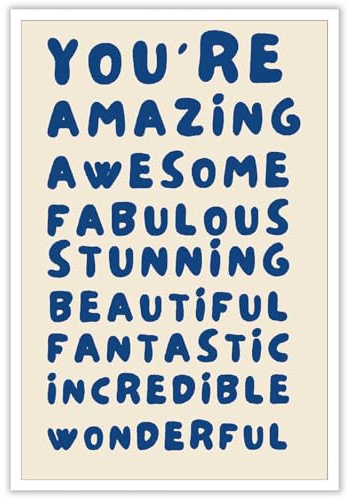 HQPCNGZ Trendiges You Are Amazing Blue Wortposter, flippige 70er-Jahre, Positivität, Leinwand-Kunst, fantastisch, atemberaubend, wunderbar, ästhetisch, Gemälde für Zuhause, Schlafzimmer, Wohnheim,
