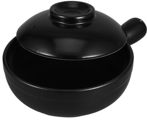 OKUMEYR Arroz en olla de barro vasija de barro sin vidriar utensilios de cocina de barro cazuela de terracota cazuela china olla de barro de arroz olla de sopa de barro cerámica Black