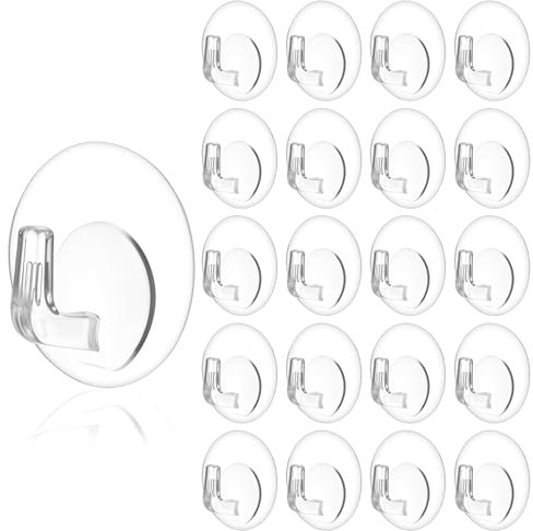 Tyqour 20 Stück Selbstklebende Haken Klebehaken Transparente Magischer-Haken Selbstklebend Handtuchhaken Haken Ohne Bohren Wandhaken für Küche Bad Türwand Wohnmobil Aufhänger(Max 10kg)