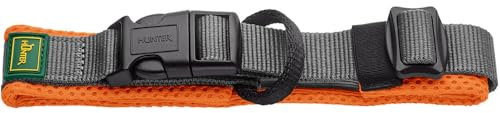 HUNTER Halsband Maldon, Farbe: orange, atmungsaktives Mesh, Robustes Nylon, lautlos & allergikerfreundlich, Zugentlastung, integriertes Adresslabel, besonders leicht, Größe: M