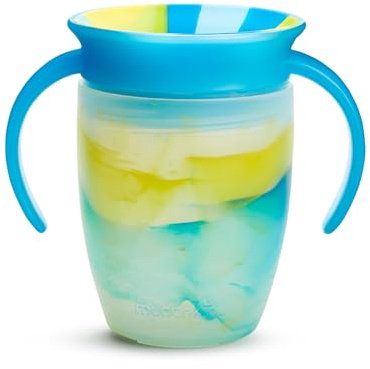 Munchkin Miracle 360 Workout Cup with Handles, Spill Proof, 7 oz, Tropical Swirl, Blue/Multi