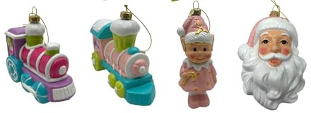 MC-Trend 4 Weihnachtsbaum-Figuren aus Kunststoff – 10-13 cm groß, perfekte Weihnachtsdeko und Christbaumschmuck für Festliche Stimmung Christbaumkugel lustig (Sortiment 1)