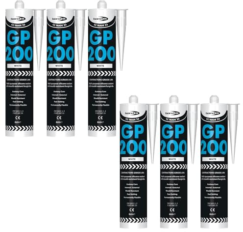 Bond It GP200 General-Purpose Silicone Sealant – 6x White, 275ml | Premium Silicone Fast-Setting – Mould-Resistant – Flexible | Sealant for Home – Kitchens – Bathrooms – Showers – & DIY Projects