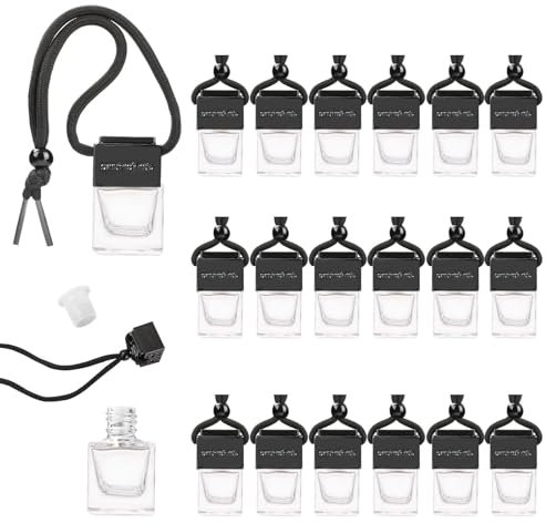 M.J COMFY-LIFE Car Diffuser Bottle Empty 8ml Air Freshener Bottle Refillable Automotive Hanging with Lanyard for Boat Caravan Truck Decort (Black, 20)