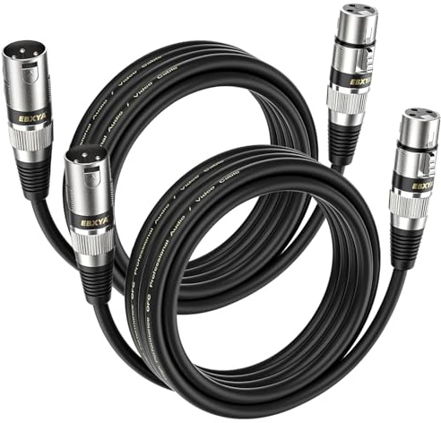 EBXYA XLR Microphone Cable 3m 2-Pack for Studio, Stage & DMX | Premium, 3-Pin Balanced, Male to Female, Shielded, Durable, Low-Noise