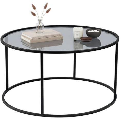 Dmora Couchtisch Guidi 80x80x43 cm Schwarz, mit Ablage