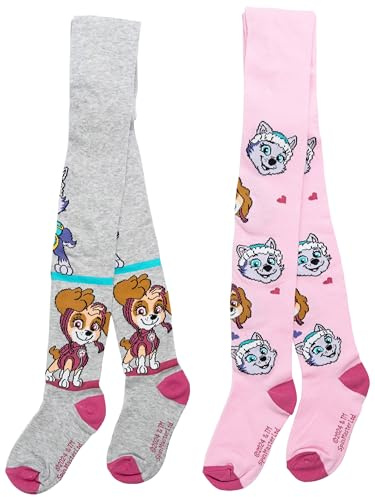 United Labels Paw Patrol Strumpfhose für Mädchen - Kinder Strickstrumpfhose Kinderstrumpfhose Grau Rosa (2er Pack)