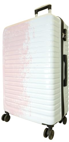 Monopol Reisekoffer und Kofferset 3tlg Hartschale Sierra Trolley (Weiss-pink, Reisekoffer - Größe L)