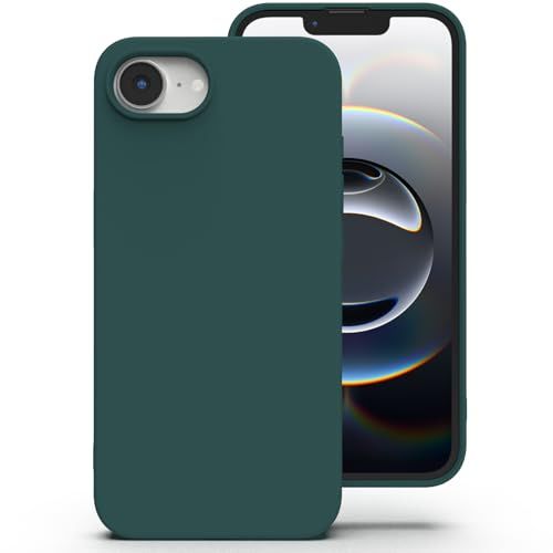 Zuvirelx Silikon Handyhülle für iPhone 16E/17E, Weiches Griff, Dünne, Minimalistisch, Stoßfest, rutschfest, Taschenpassend - Tiefgrün