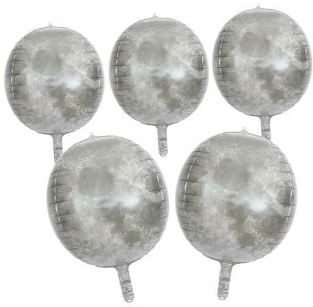 JUMPLAWN 4d Aluminium Folienballons Mond Motiv 16 Zoll 5 Stück Langlebige Partydekoration Für Zuhause Und Feier