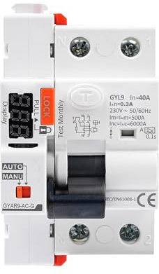 DEWIN Salvavita con Riarmo Automatico con Display a LED,40A 300mA 2P AC230V Interruttore Differenziale a Riarmo Automatico RCCB Salvavita Riarmo Automatico(300mA Type A)