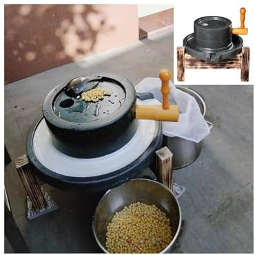 Mulino a pietra per cereali, latte di soia, macinazione manuale a pietra, macina cereali manuale per peperoni/spezie/fagioli mungo, macina tofu naturale a mano in pietra blu (20 cm x 30 cm (7 7/8 x