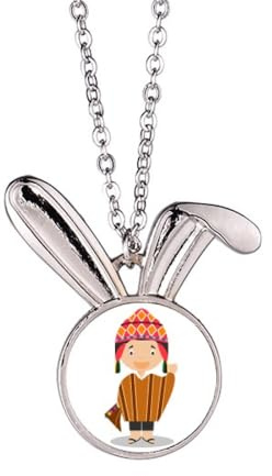 Halskette mit buntem Hut, Peru, Cartoon, Kaninchen, Tierschmuck, Geschenk