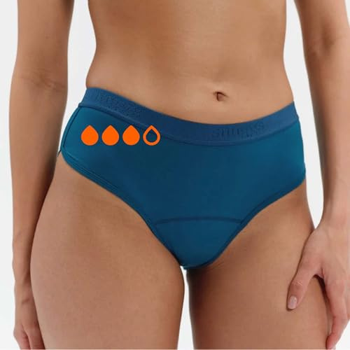snuggs® Active Classic Petrol | Perioden Unterwäsche für Starke Blutung Damen | saugstarke Lecksicher Menstruationsunterwäsche | Recyceltes Nylon | Alternative zu Tampons Binden Slipeinlagen