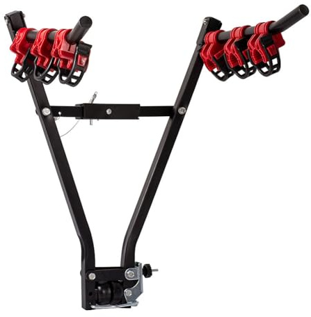 Alvorox Faltbarer Auto-Fahrradträger für 3 Fahrräder – Anhängerkupplung Fahrradträger Ständer V-Rahmen Anhängerkupplung Halterung für SUV Schrägheck (Fahrradträger)