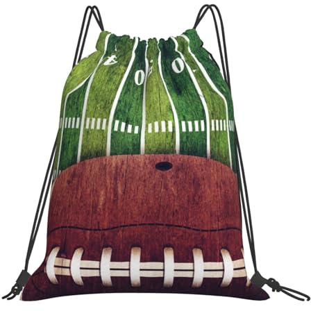 American Football Field And Ball Wasserfester Kordelzug-Rucksack für Damen und Herren, Sport- und Fitnessstudio-Sackpack