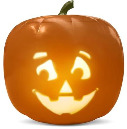 Pumpkin Lantern Talking Animated Pumpkin with Built in Video Projector Speaker Nightstand Lamp Animated Singing Pumpkin Ambient Lighting for Home Office Bedroom
